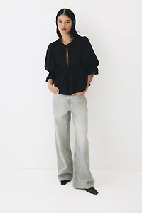 Lace-Trimmed Cotton Blouse