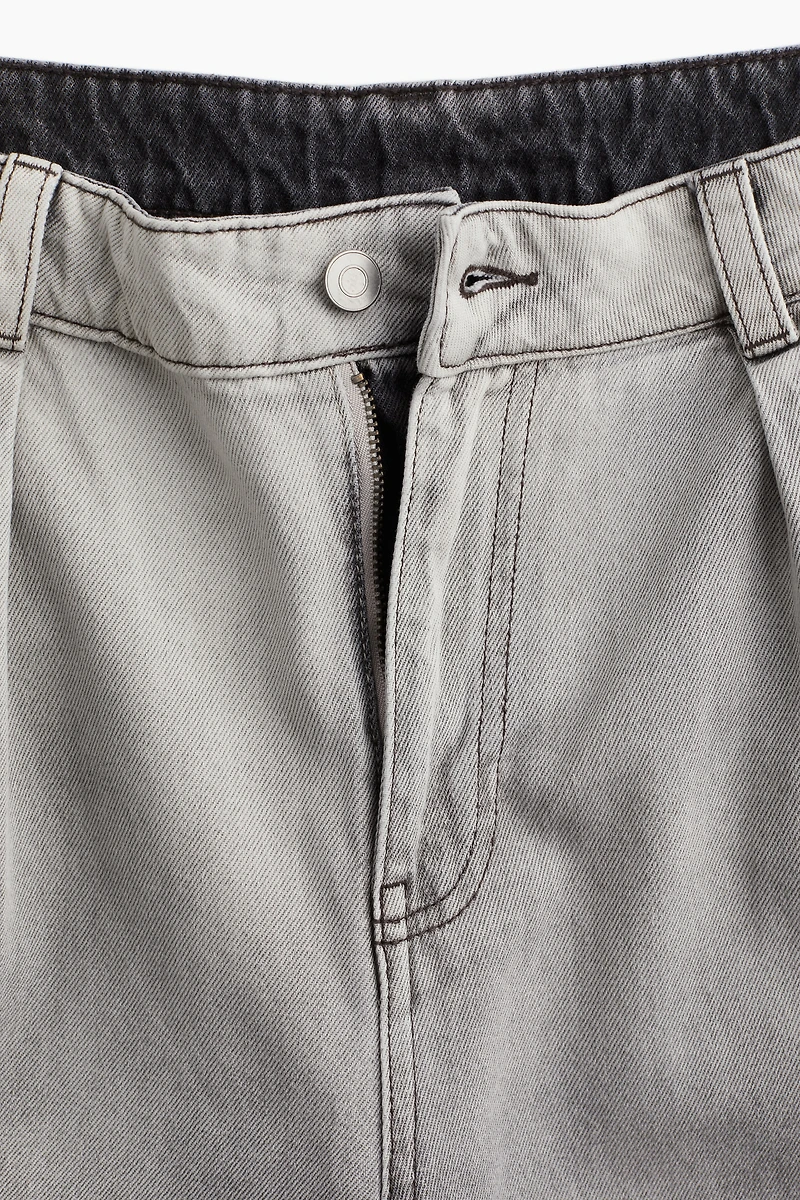 Wide-Leg Twill Pants