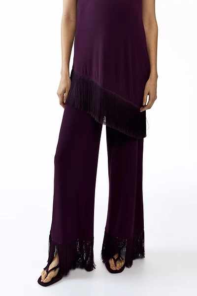Pantalon MAMA frangé en jersey