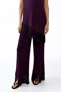 MAMA Fringe-Trimmed Jersey Pants