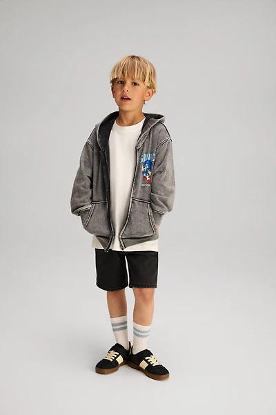 Print-Motif Hooded Jacket