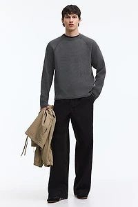 Regular-Fit Long-Sleeved Waffled Shirt