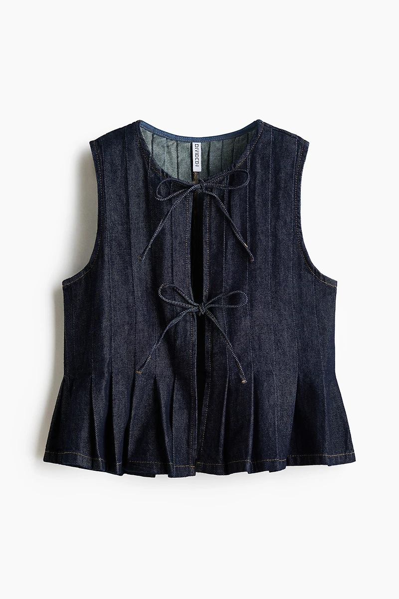 Tie-Detail Denim Vest