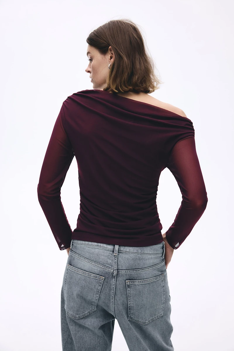 One-Shoulder Mesh Top