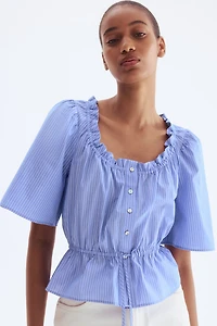 Ruffle-Trimmed Cotton Blouse