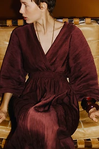 Crinkled V-Neck Dress