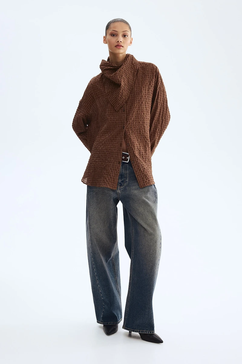 Seersucker shirt with scarf