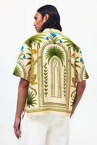 Chemise imprimée décontractée à col cubain