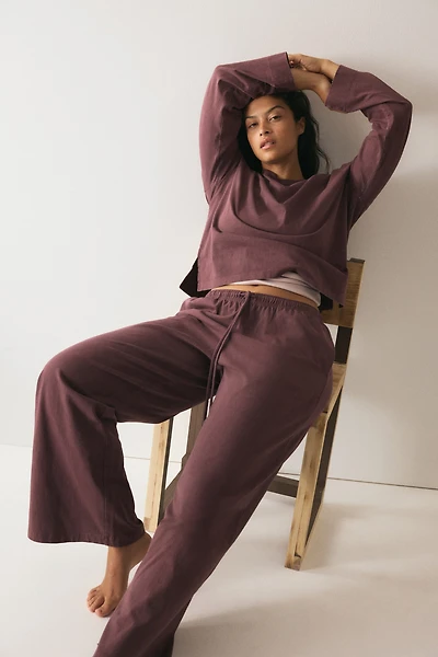 Washed-Look Cotton Pants