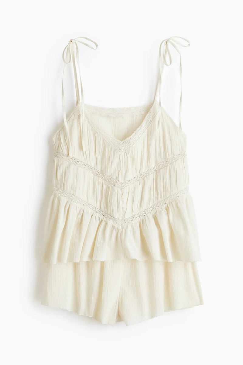 Pyjama en coton avec dentelle