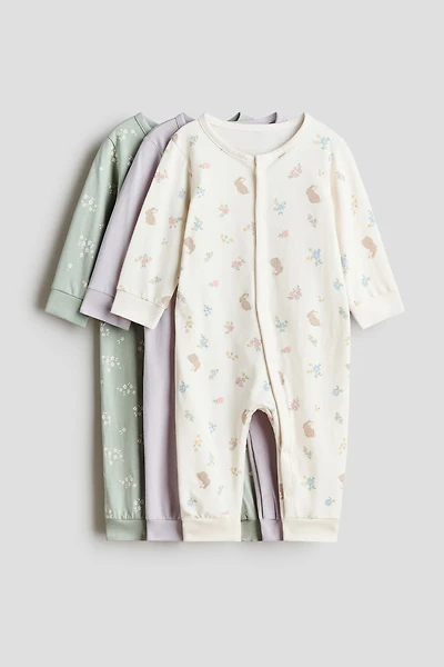 3-pack Cotton Pajama Jumpsuits