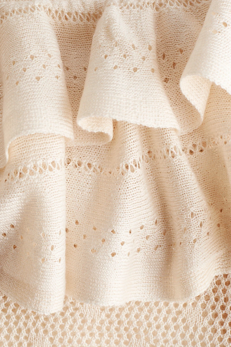 Flounced Pointelle-Knit Top