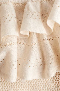 Flounced Pointelle-Knit Top