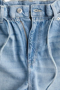 High-Rise Paper-Bag Denim Shorts