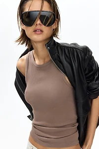Ribbed Silk-Blend Tank Top