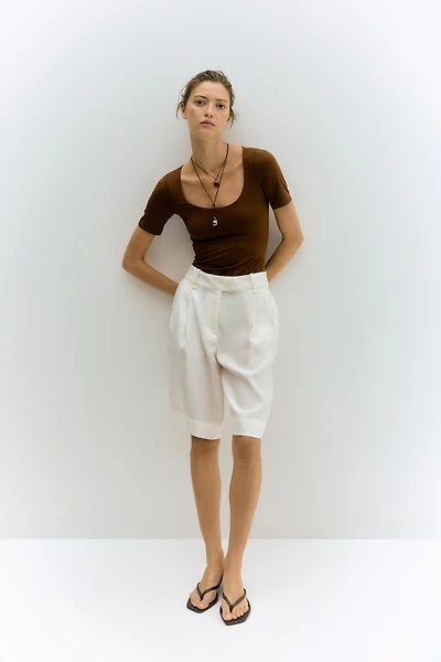 Scoop-Neck Thong Bodysuit