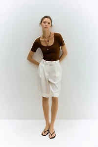 Scoop-Neck Thong Bodysuit