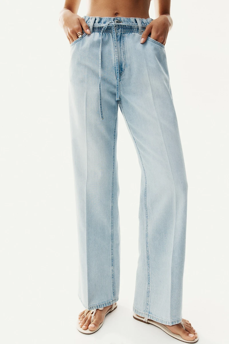 Paper-Bag Jeans with Belt