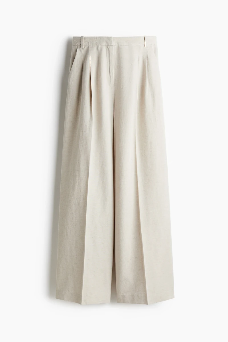 Pantalon large en lin mélangé