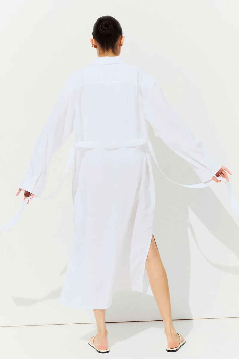 MAMA Linen-Blend Shirt Dress