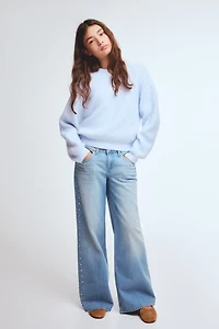 Studded Wide-Leg Low Jeans