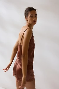 Lace-Trimmed Satin Pajamas