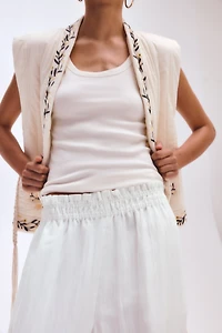 Wide-Leg Ruffle-Trimmed Pants