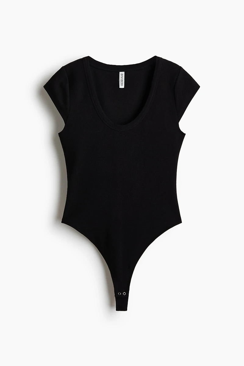Cap-Sleeved Thong Bodysuit
