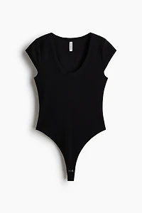 Cap-Sleeved Thong Bodysuit