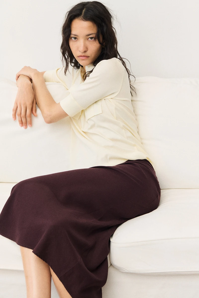 Linen-Blend Slip Skirt