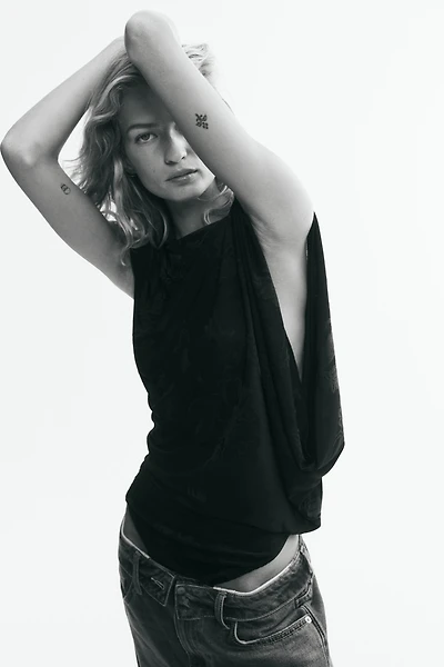 Jacquard-Knit Thong Bodysuit