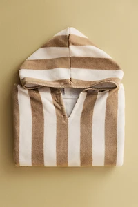 Striped Cotton Hooded Towel Wrap