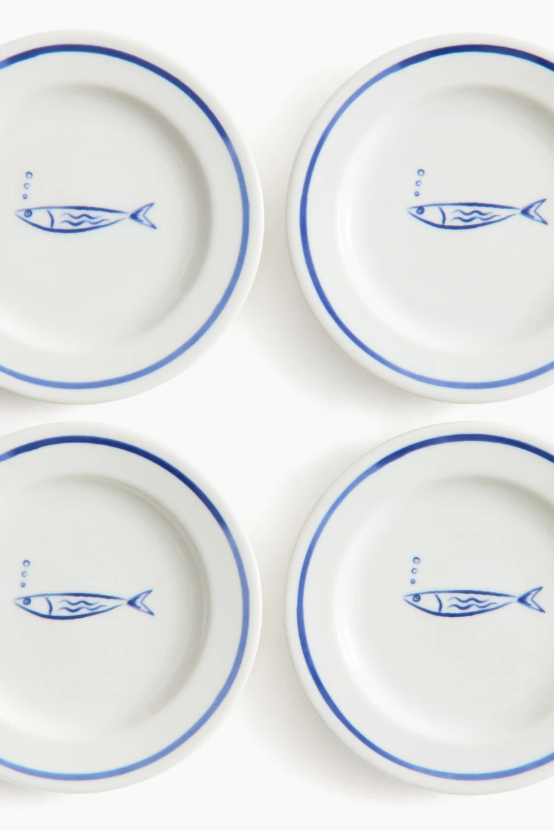4-Pack Small Porcelain Plates