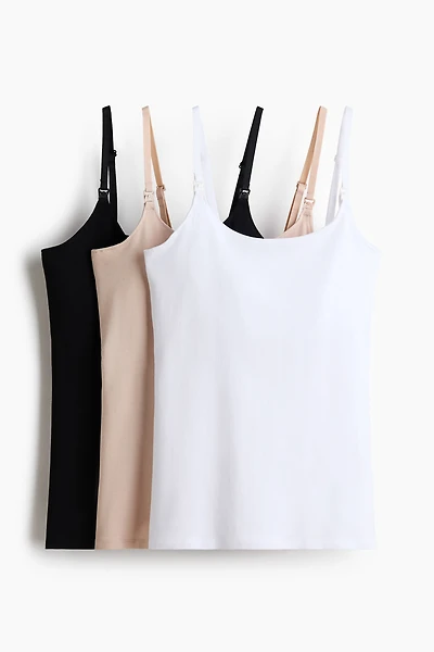 MAMA Lot de 3 hauts d'allaitement bretelles fines