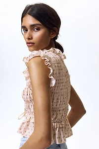 Blouse sans manches en nid d'abeille