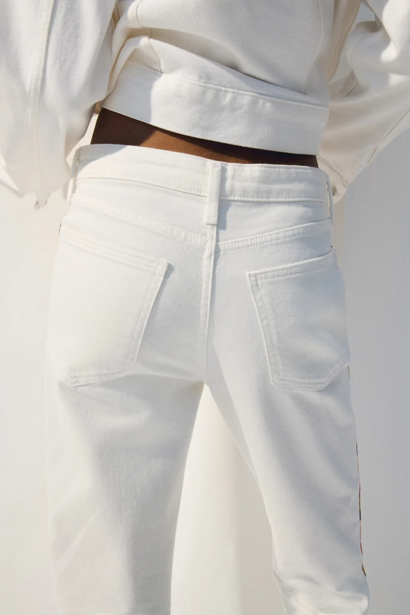 Straight Regular Jeans with Side Stripes