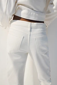 Straight Regular Jeans with Side Stripes