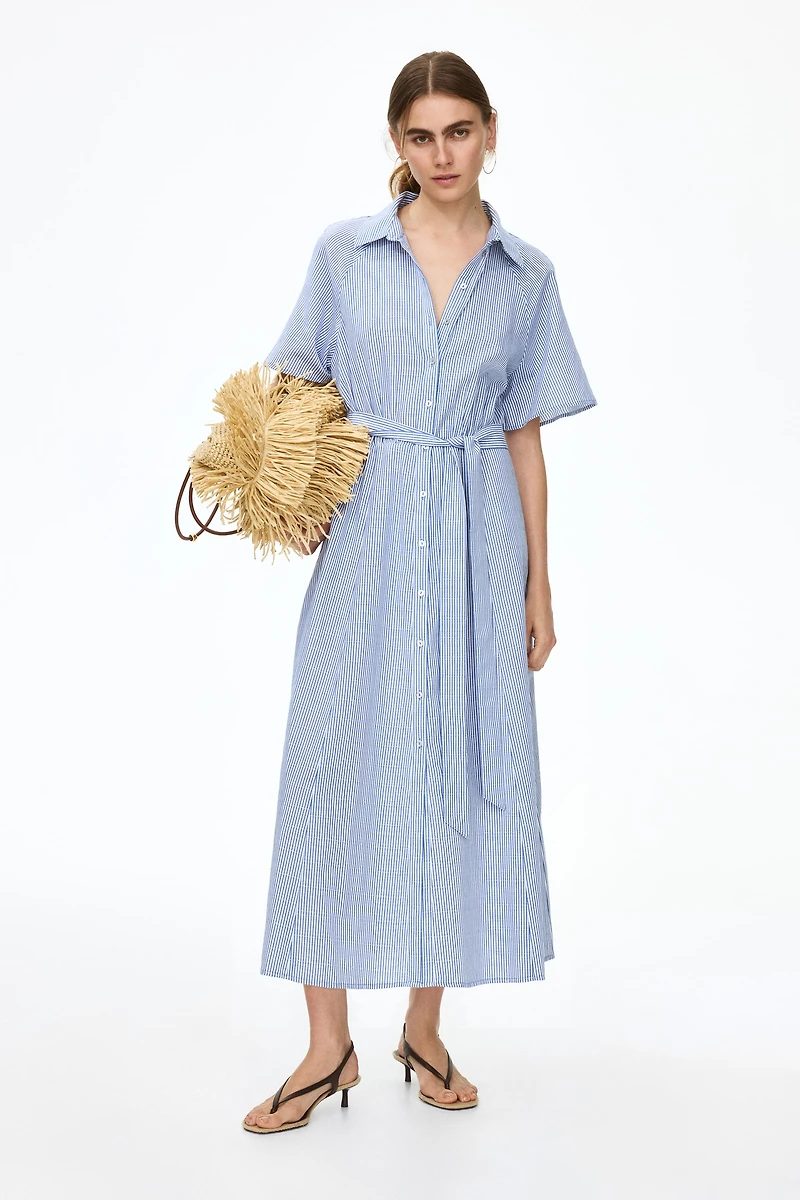 Tie-Belt Shirt Dress
