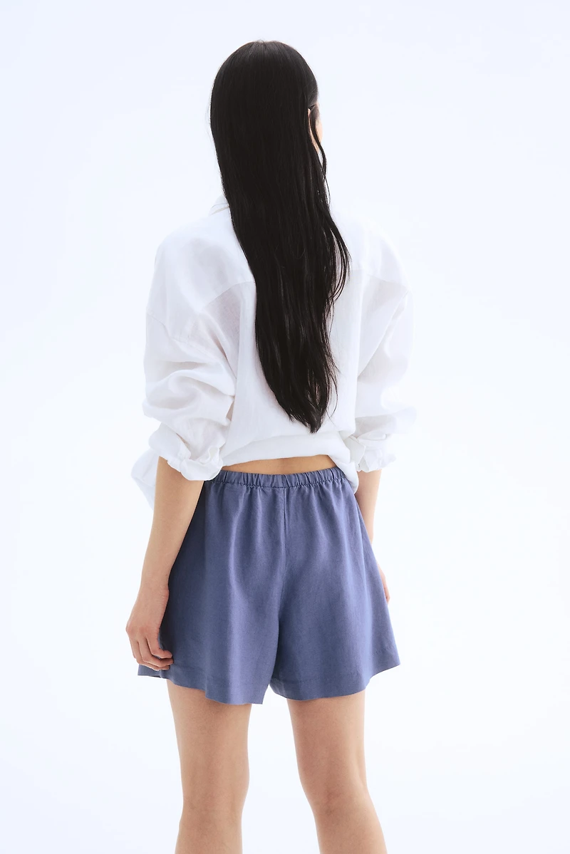 Linen-Blend Drawstring Shorts