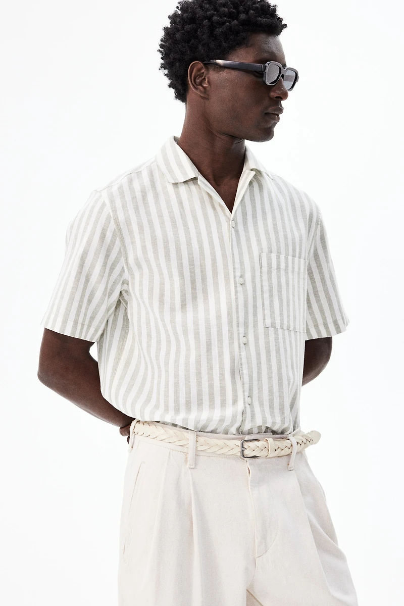 Regular-Fit Short-Sleeved Linen-Blend Shirt