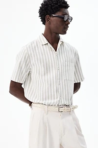 Regular-Fit Short-Sleeved Linen-Blend Shirt