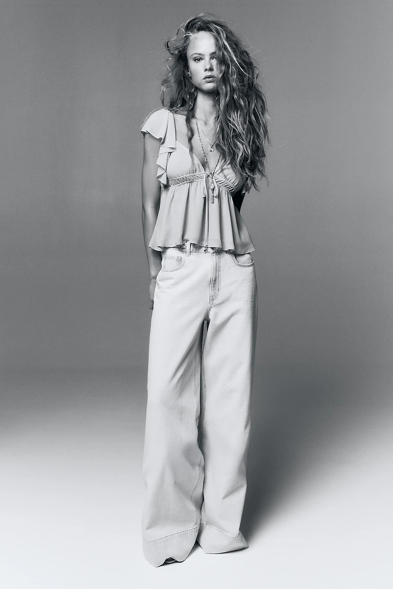 Flutter-Sleeved Chiffon Blouse