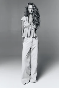 Flutter-Sleeved Chiffon Blouse