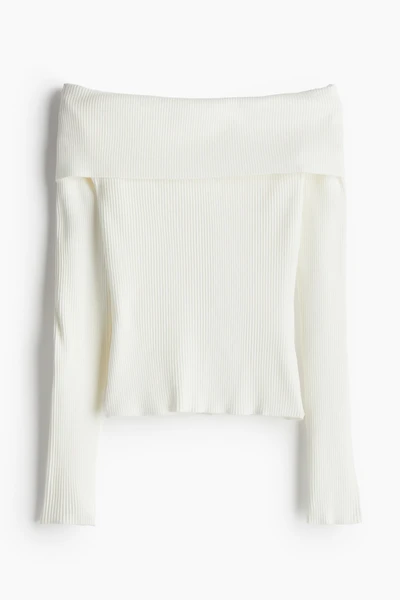 Haut aux épaules dénudées en tricot côtelé
