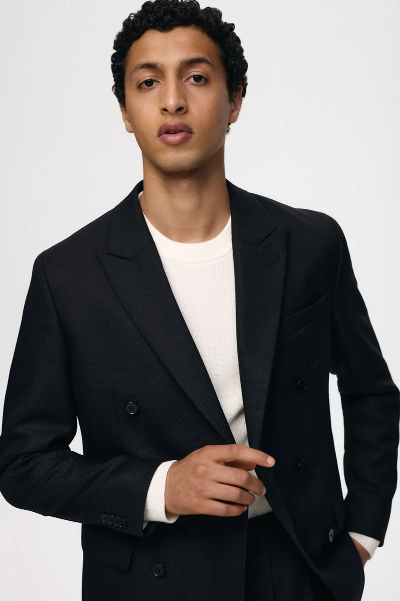 Regular-Fit Wool-Blend Double-Breasted Jacket