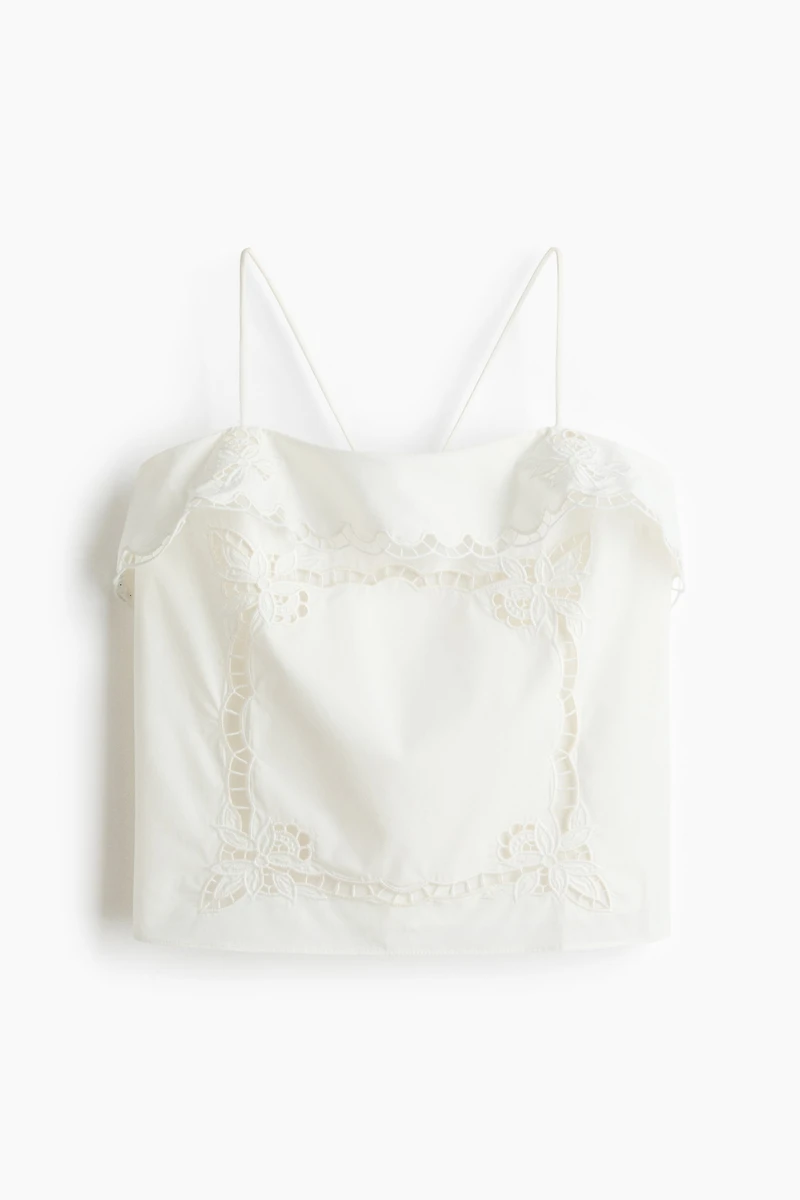 Strappy Top with Eyelet Embroidery