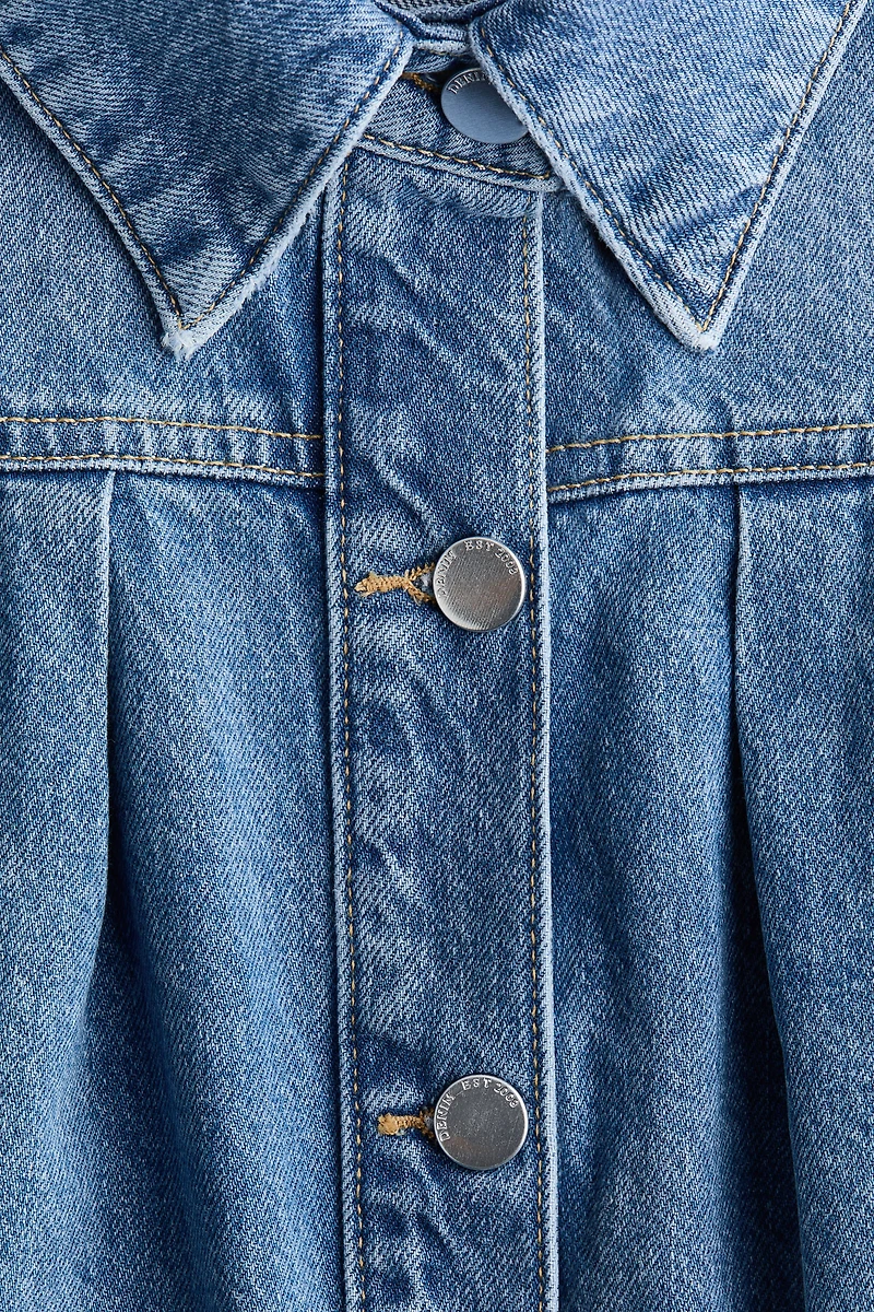 Oversized Pleated Denim Jacket