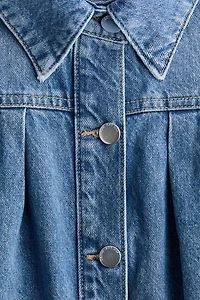 Oversized Pleated Denim Jacket