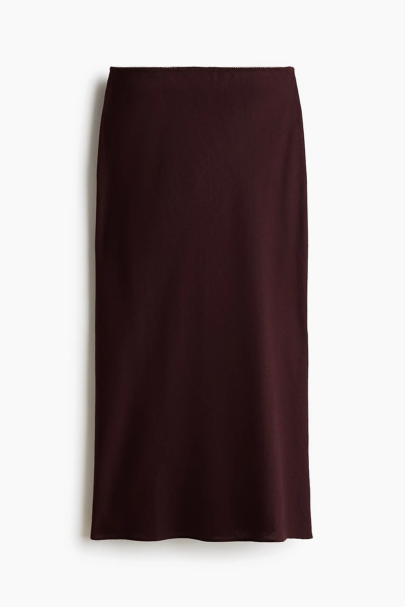 Linen-Blend Slip Skirt