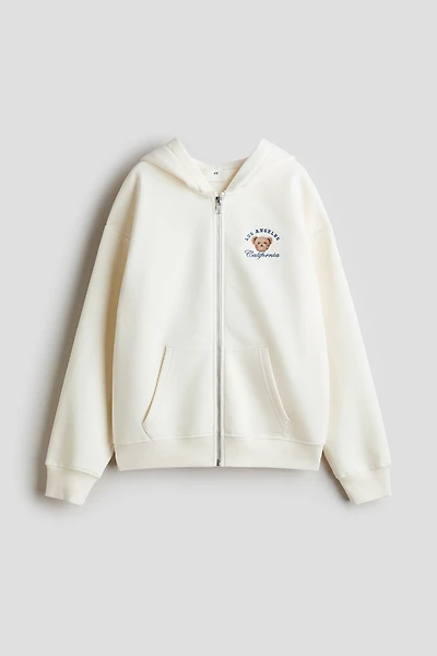 Hooded Jacket with Embroidered Motif